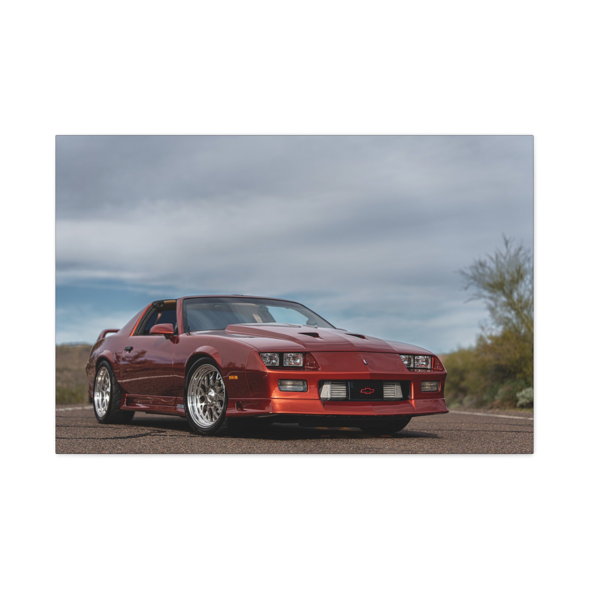 Classic Red Camaro Canvas Print — Stretched Matte Automotive Wall Art