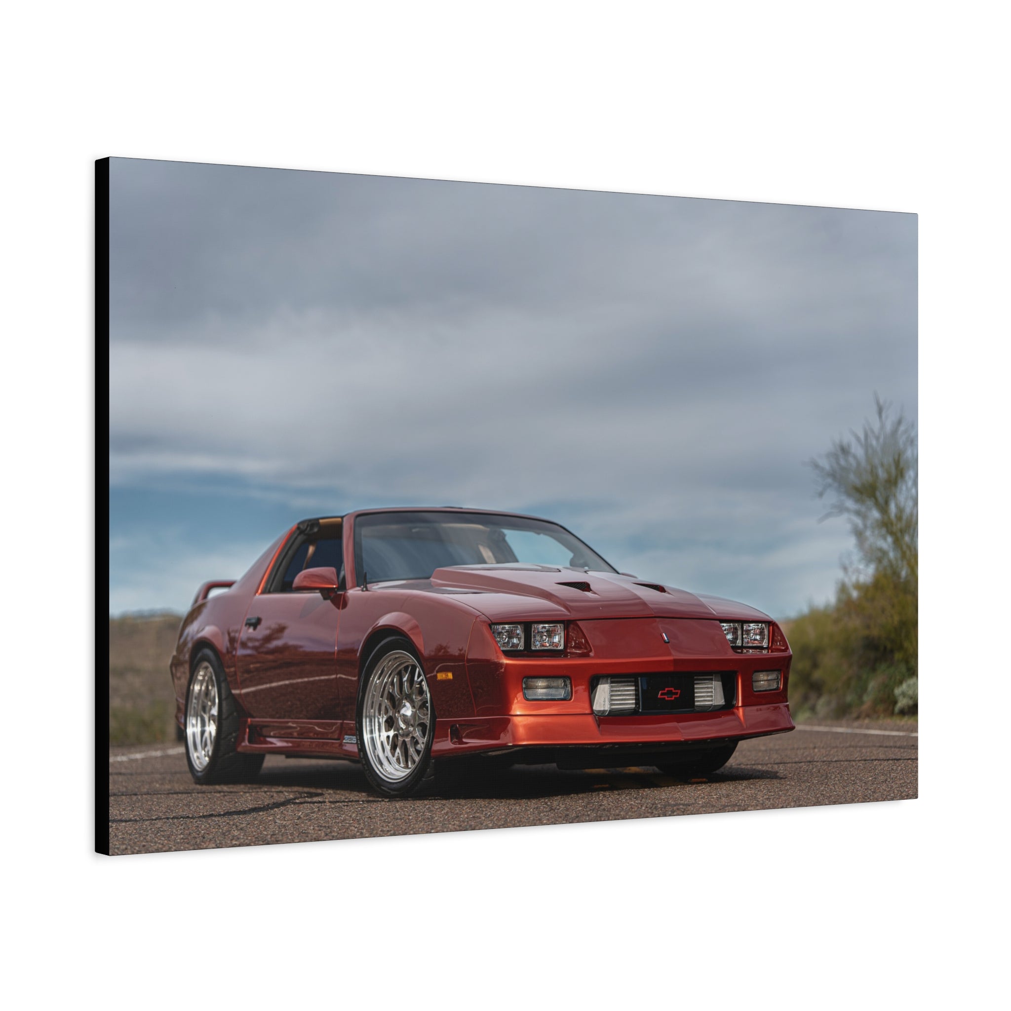Classic Red Camaro Canvas Print — Stretched Matte Automotive Wall Art