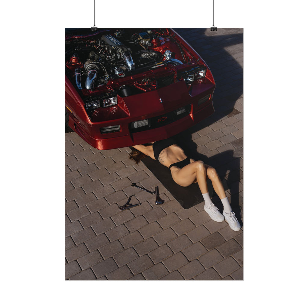 Rolled Poster – Retro Car Mechanic Pinup Photo Print