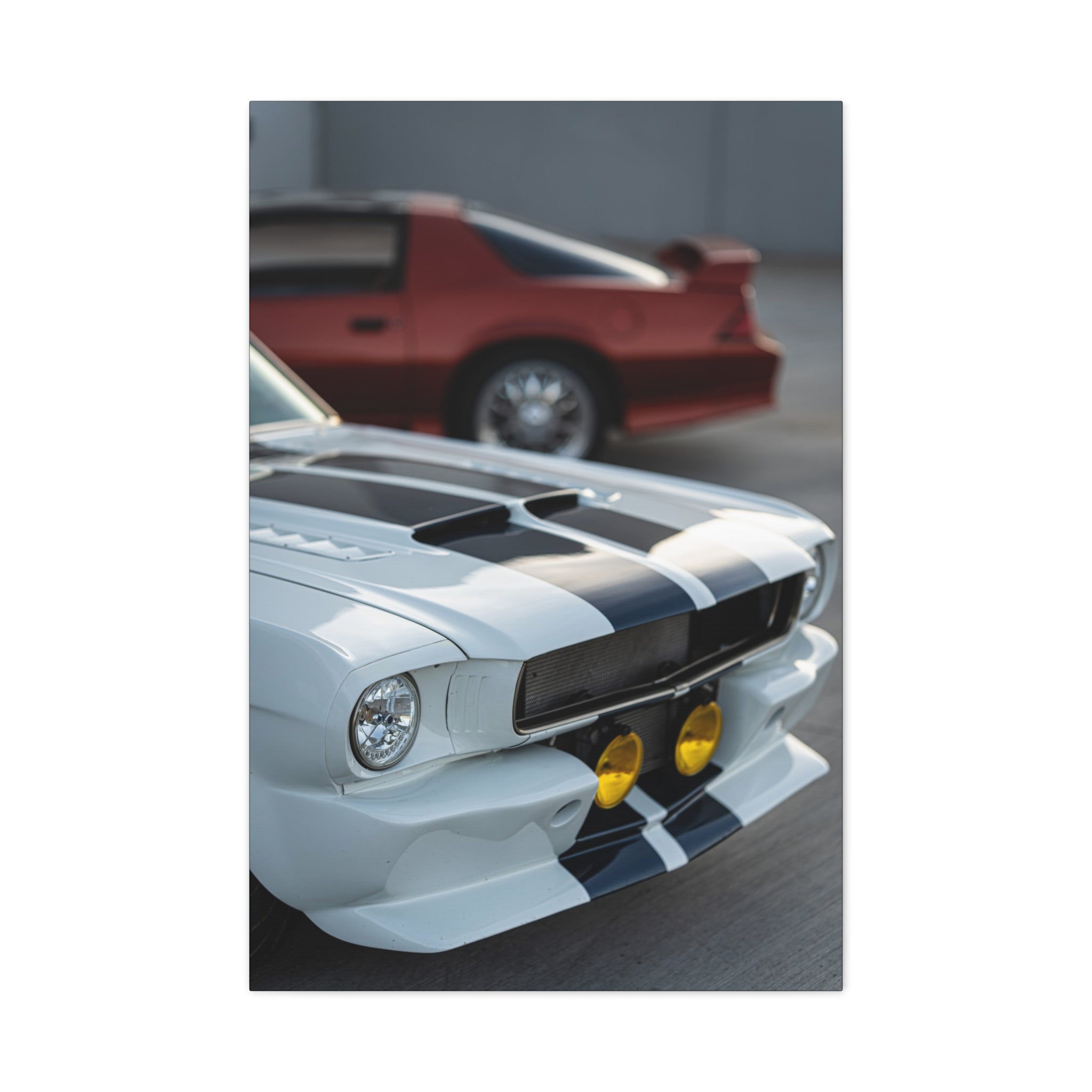 Classic Muscle Cars Canvas Print — Vintage Camaro Front Close-Up Matte Stretched Wall Art