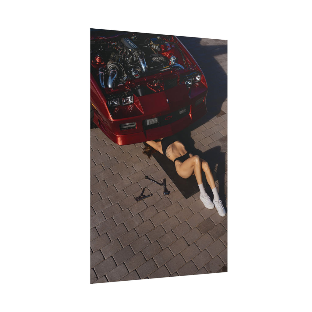 Rolled Poster – Retro Car Mechanic Pinup Photo Print