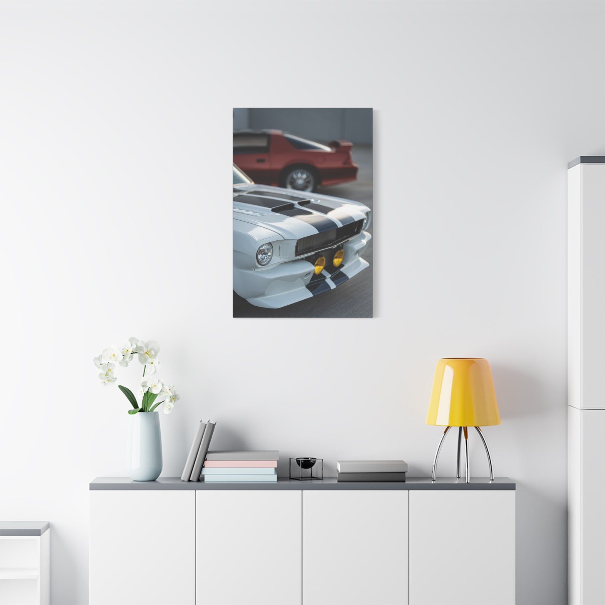 Classic Muscle Cars Canvas Print — Vintage Camaro Front Close-Up Matte Stretched Wall Art