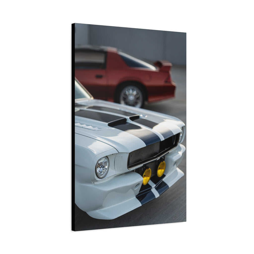 Classic Muscle Cars Canvas Print — Vintage Camaro Front Close-Up Matte Stretched Wall Art