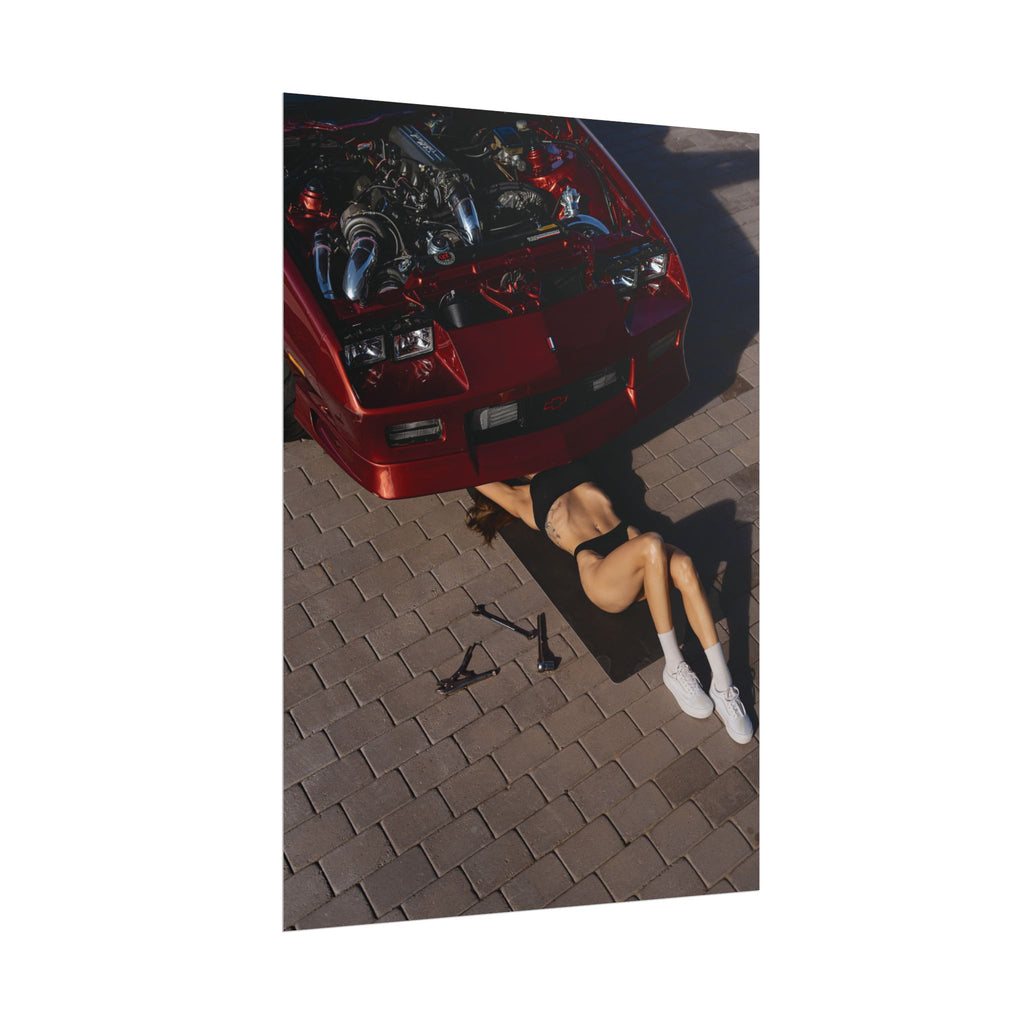 Rolled Poster – Retro Car Mechanic Pinup Photo Print