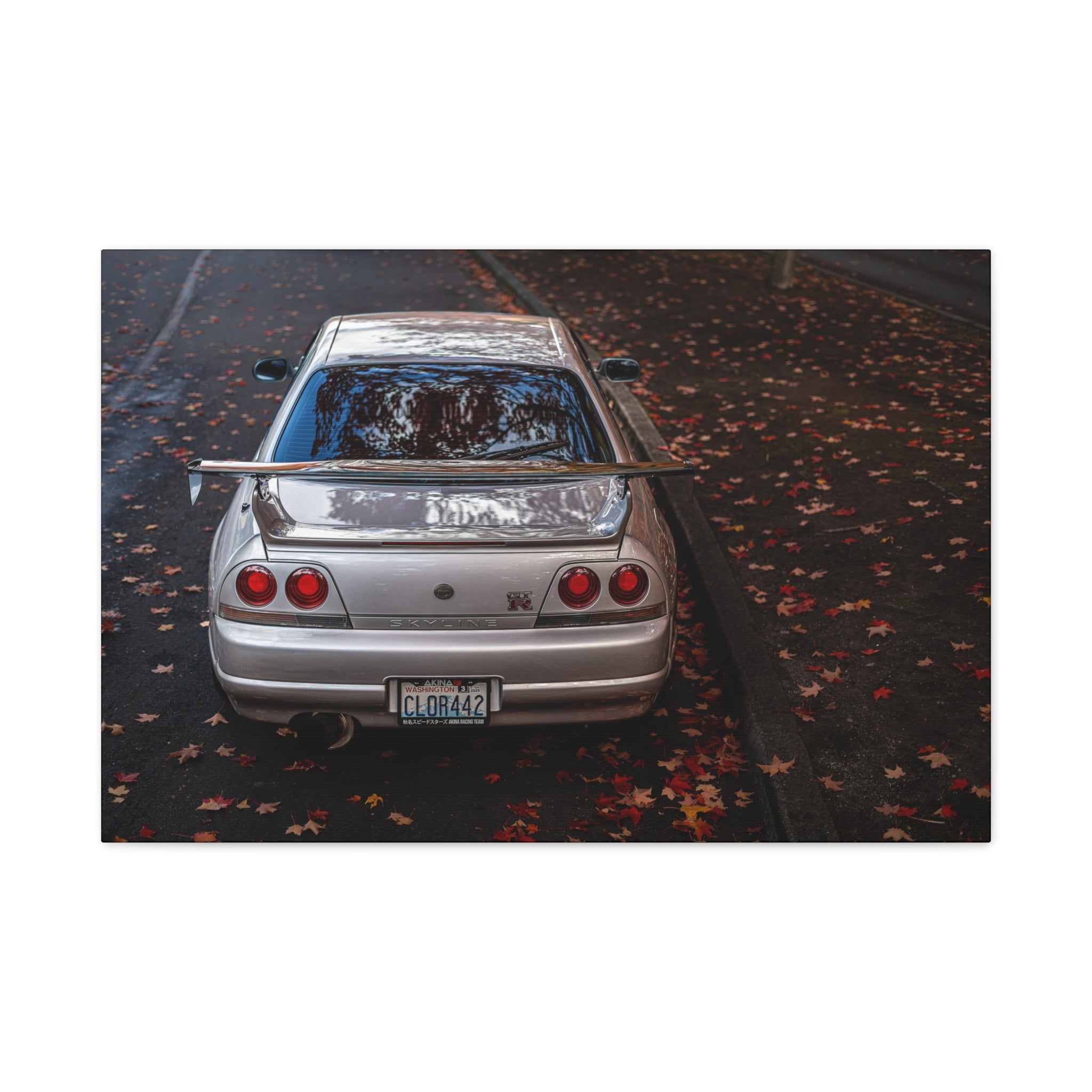 Nostalgic Skyline R33 Poster — Matte Stretched Canvas Wall Art