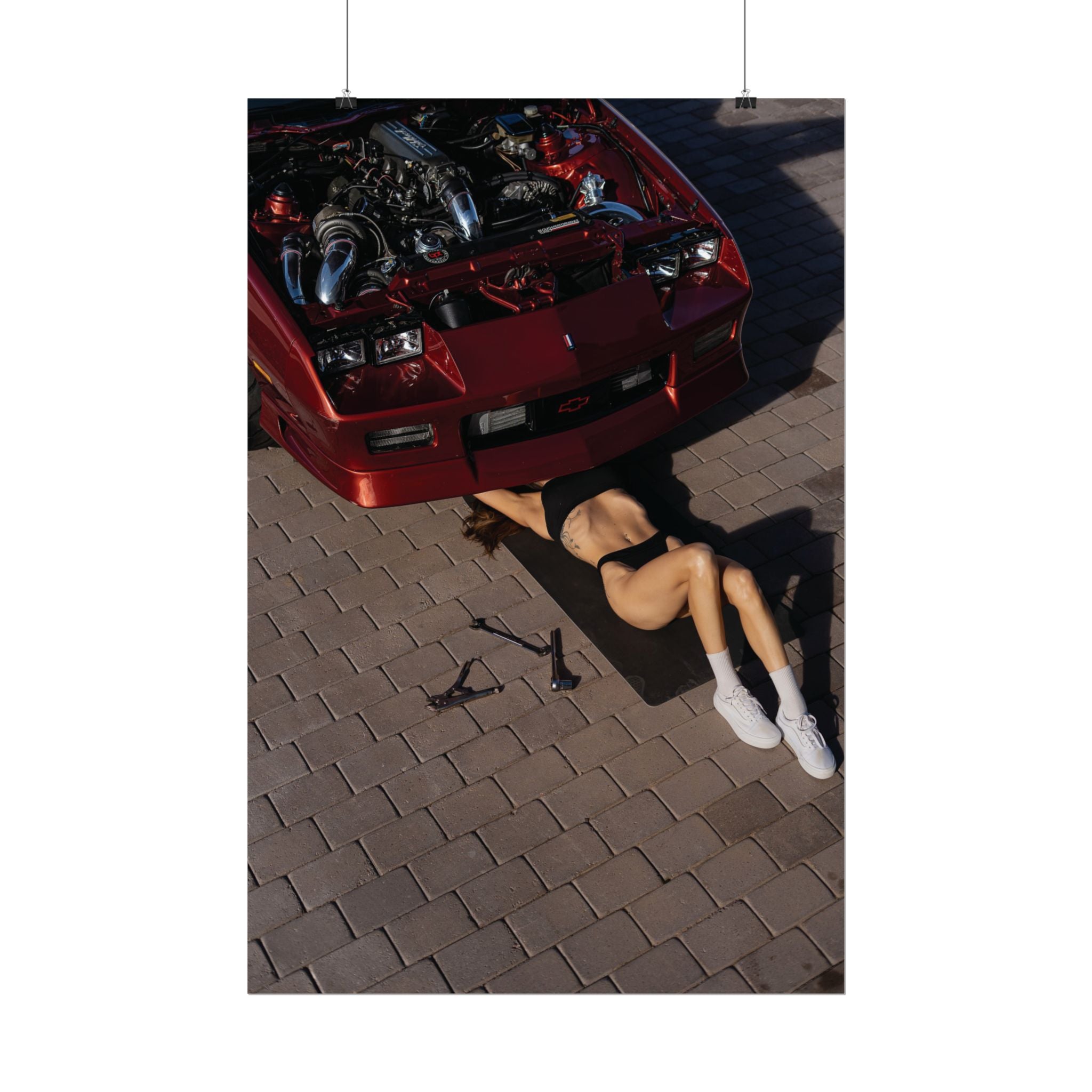 Rolled Poster – Retro Car Mechanic Pinup Photo Print